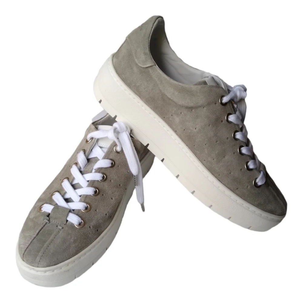NIB Rag & Bone Linden Cemento Perforated Sued Platform Sneakers in Gray Size 9.5